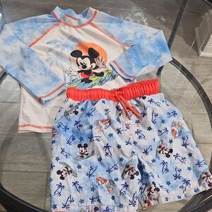 Disney Mickey Mouse Kids Swim Set - Blue and Orange Size 4